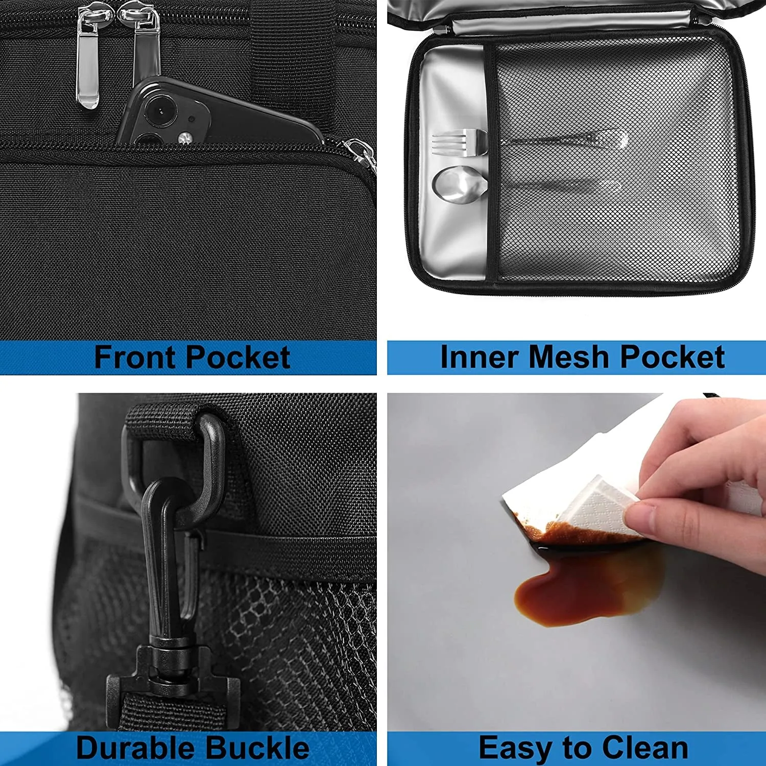 Leakproof Lunch Bag, Lunch Cooler Bag with Adjustable Shoulder Strap for Work Office Picnic and Beach