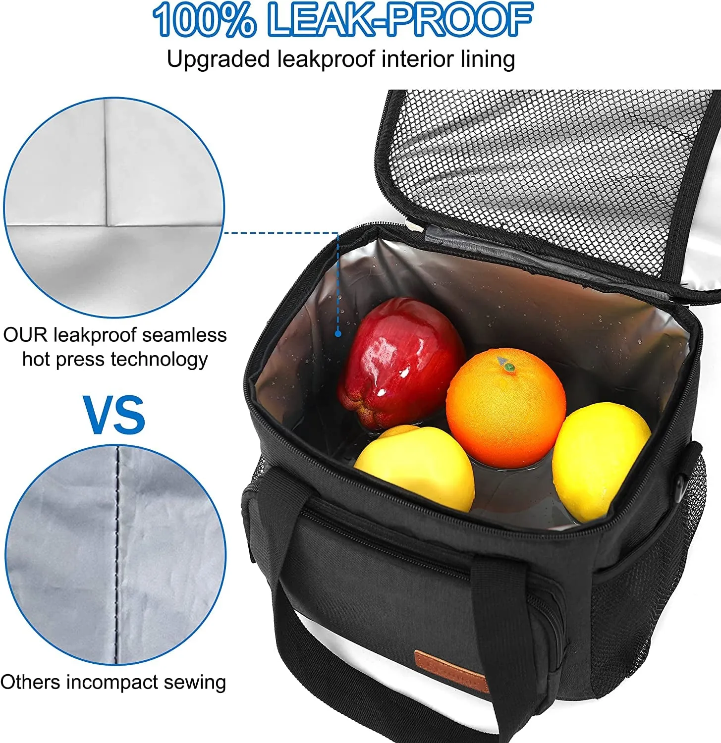 Leakproof Lunch Bag, Lunch Cooler Bag with Adjustable Shoulder Strap for Work Office Picnic and Beach