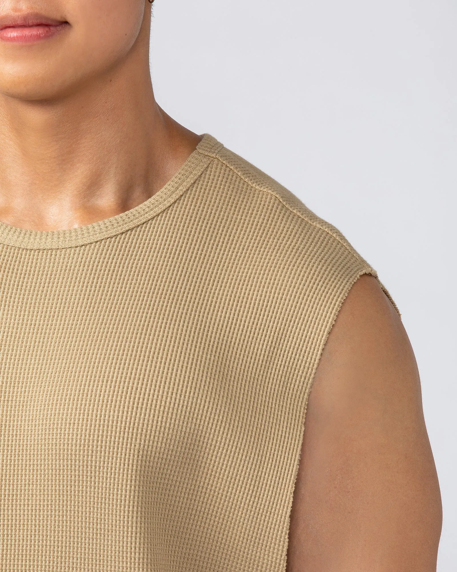 Lee Lem Short Boxy Waffle Muscle Tank - Butterscotch
