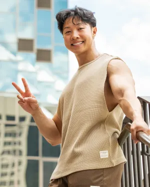 Lee Lem Short Boxy Waffle Muscle Tank - Butterscotch