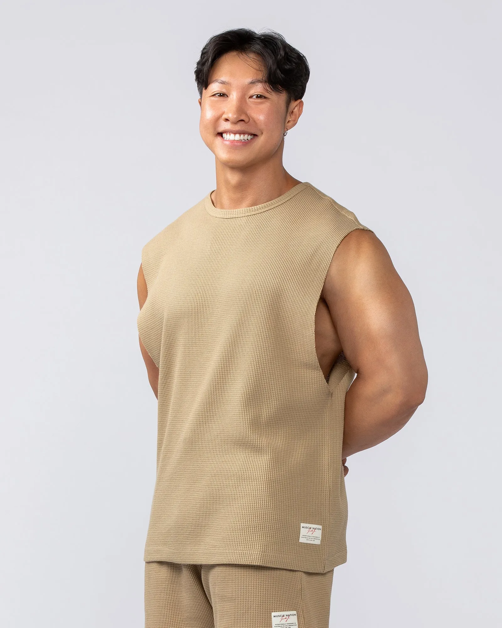 Lee Lem Short Boxy Waffle Muscle Tank - Butterscotch