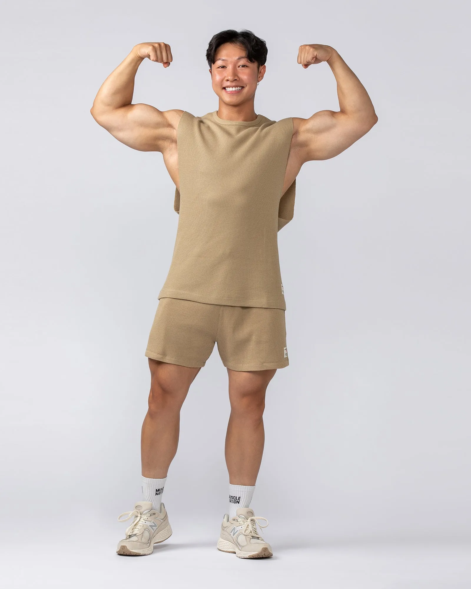 Lee Lem Short Boxy Waffle Muscle Tank - Butterscotch