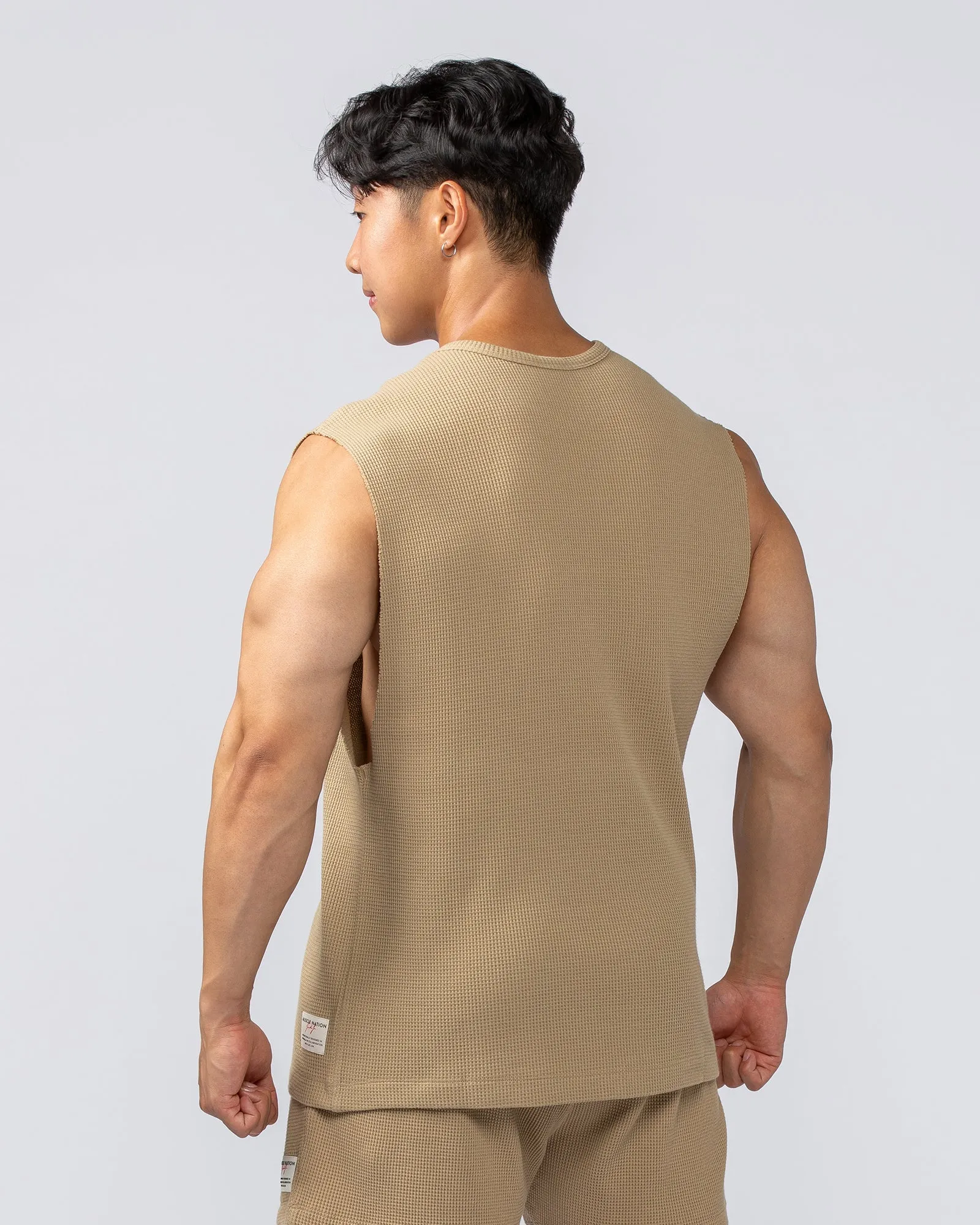 Lee Lem Short Boxy Waffle Muscle Tank - Butterscotch