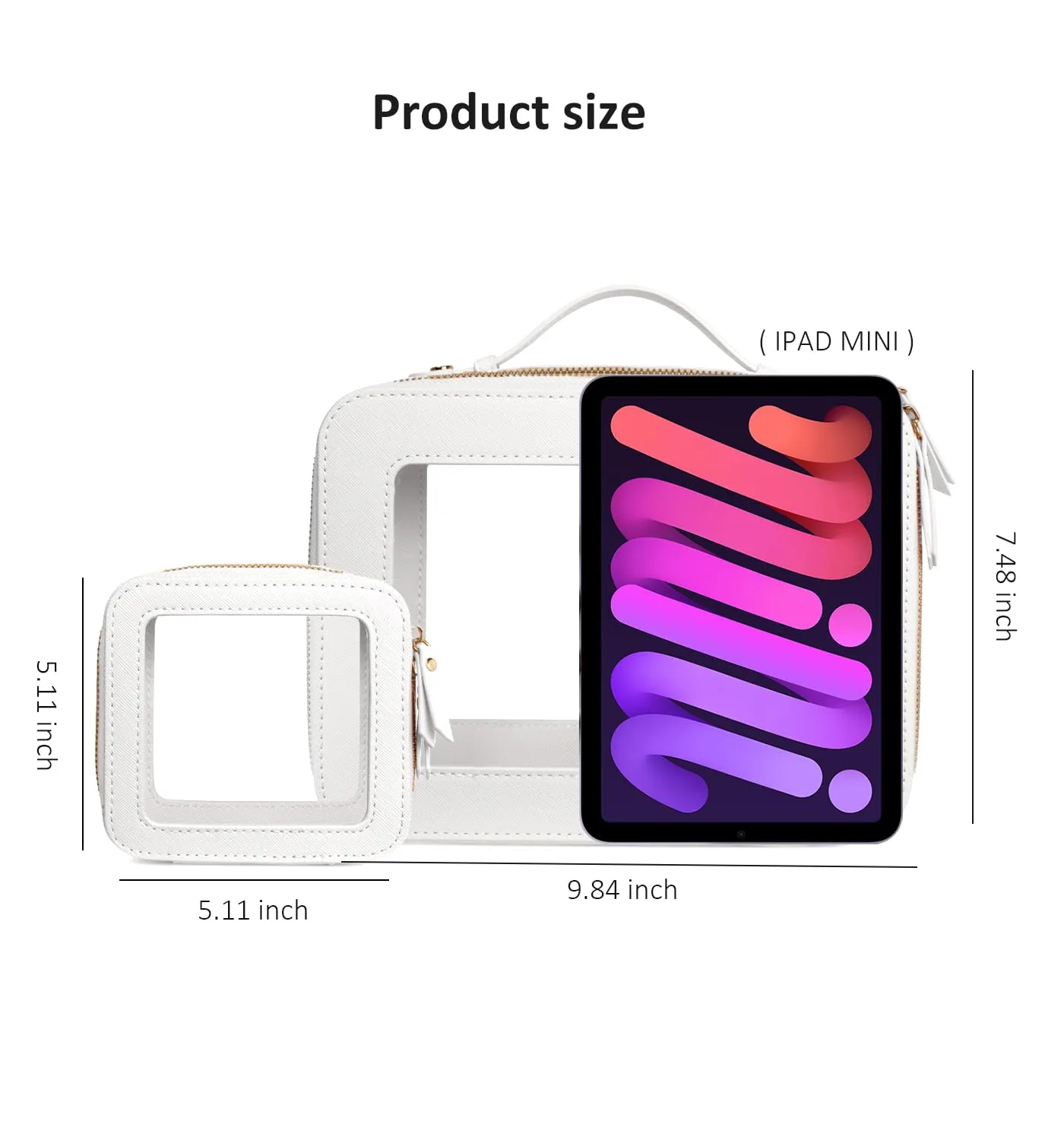 LETGO Clear Makeup Bags Set - TSA Approved Toiletry Bag with Handle Large Opening, Clear Toiletry Bags Case Pouch for Traveling Travel Car Orangizer Storage Essentials (Mini Large White)