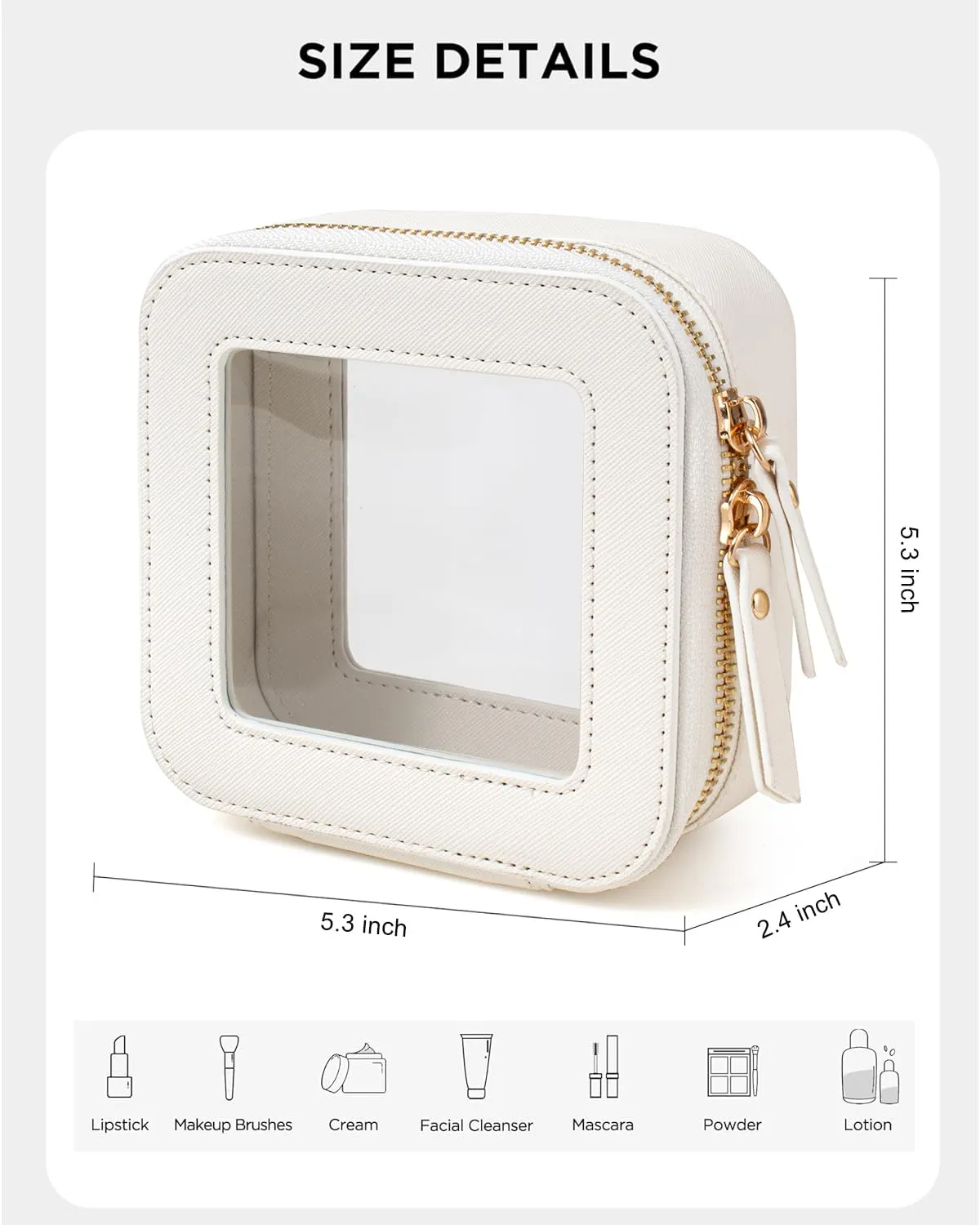 LETGO Clear Makeup Bags Small, Small Clear Makeup Bag for Purse,Mini Clear Makeup Pouch Purse Organizer Fit Carry-on Travel Essentials,Clear Cosmetic Bags for Car Accessories for Women (Mini-White)