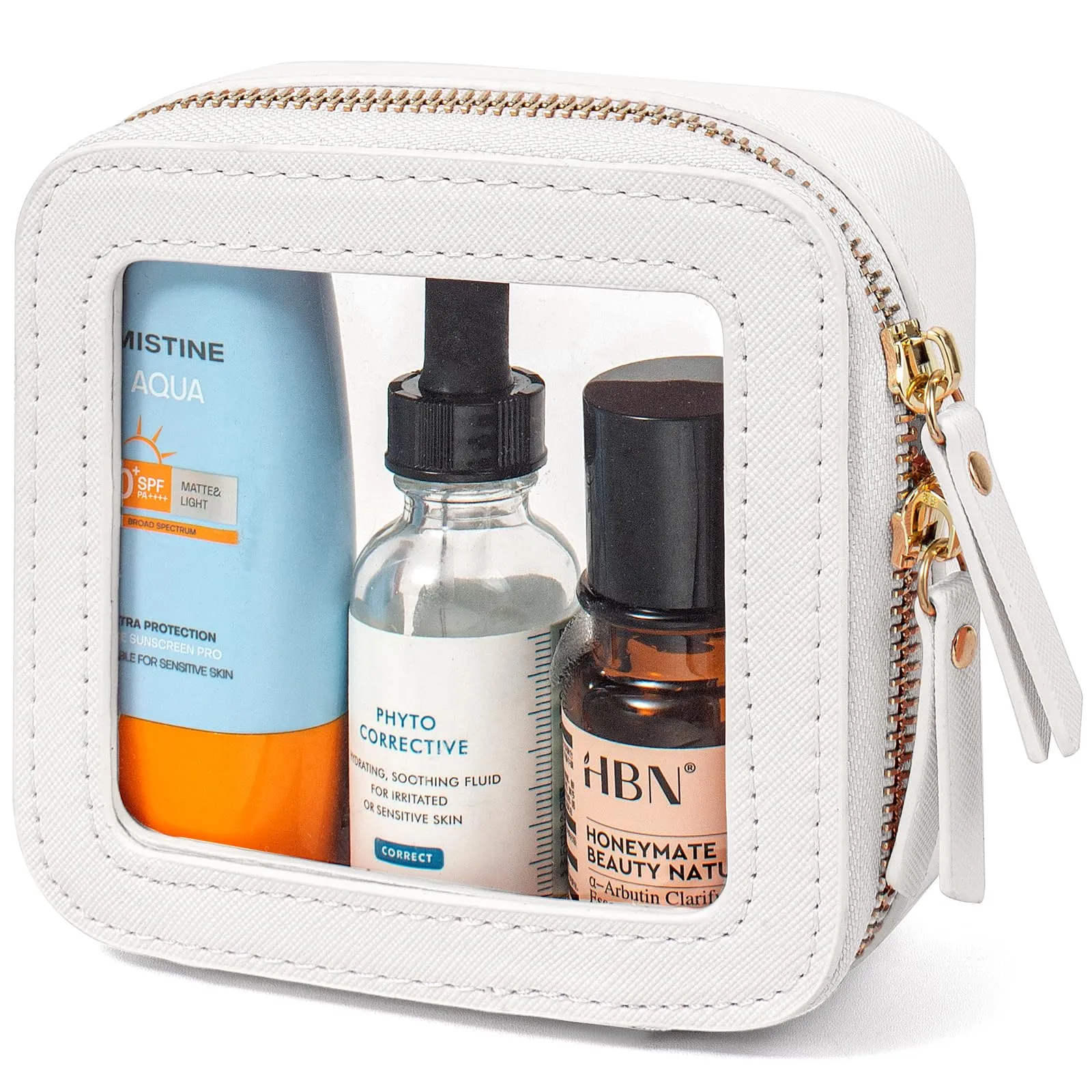 LETGO Clear Makeup Bags Small, Small Clear Makeup Bag for Purse,Mini Clear Makeup Pouch Purse Organizer Fit Carry-on Travel Essentials,Clear Cosmetic Bags for Car Accessories for Women (Mini-White)