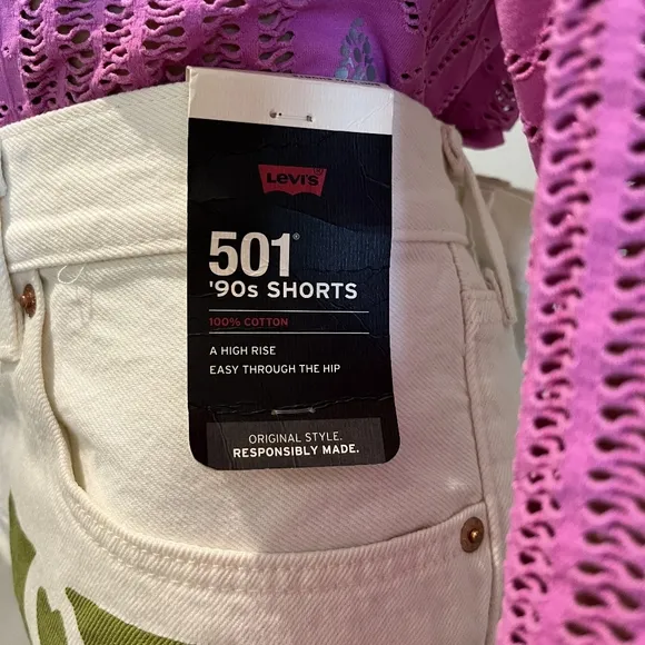 Levi's 501 &quot;Love Trip Crazy Legs&quot; 90s Shorts   Size 32  NWT