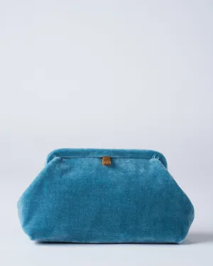 liette solid velvet clutch - aqua