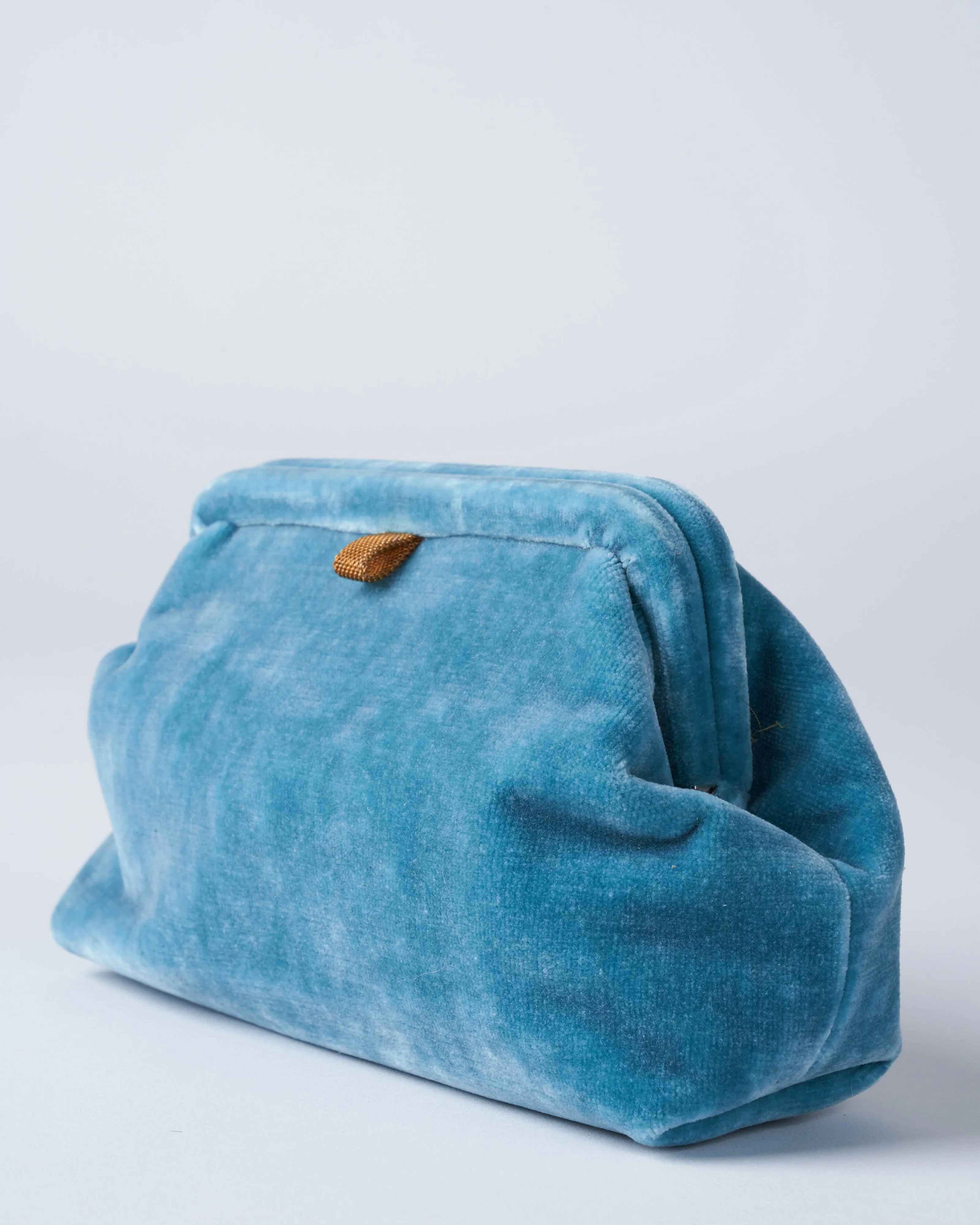 liette solid velvet clutch - aqua