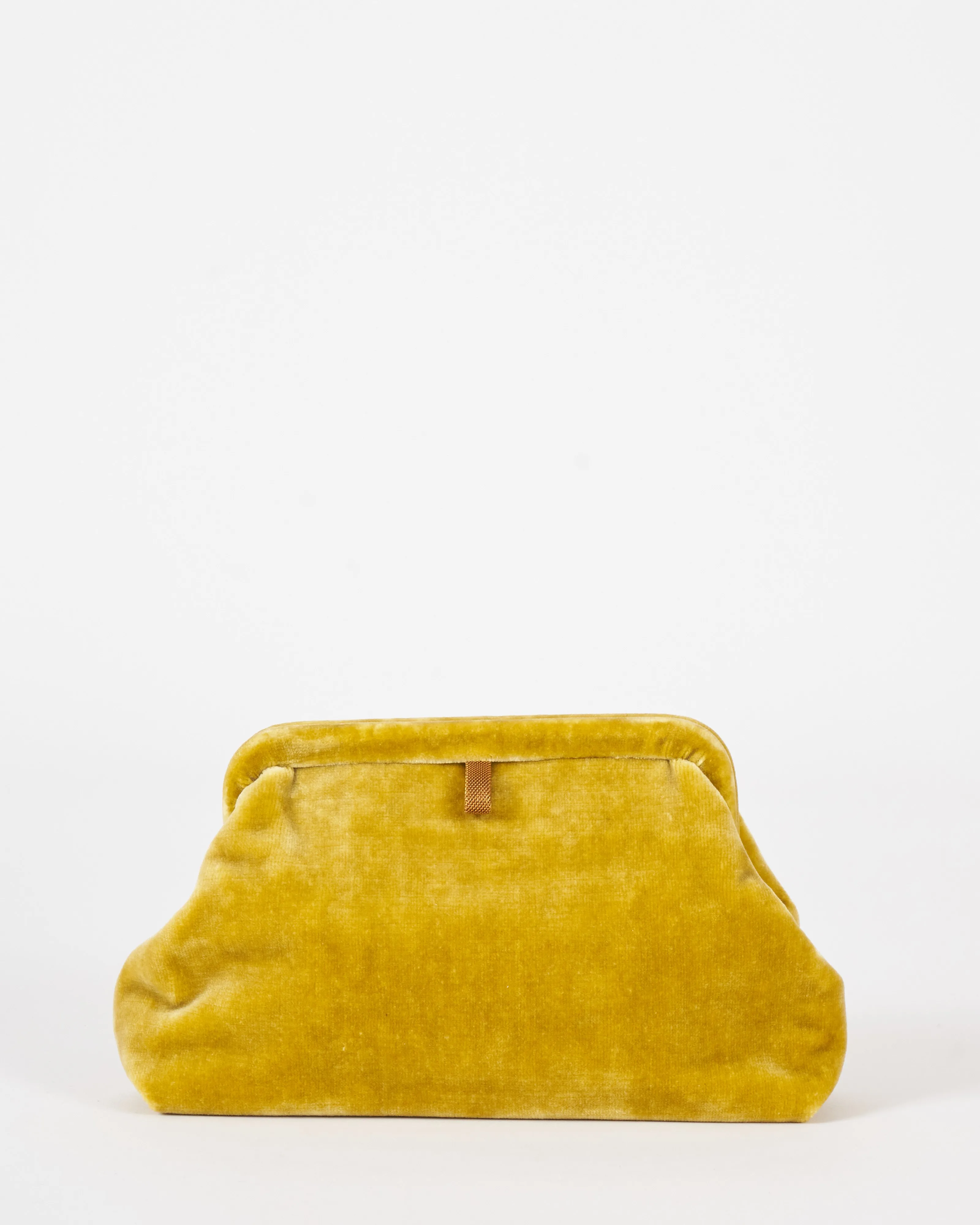 liette solid velvet clutch - mustard