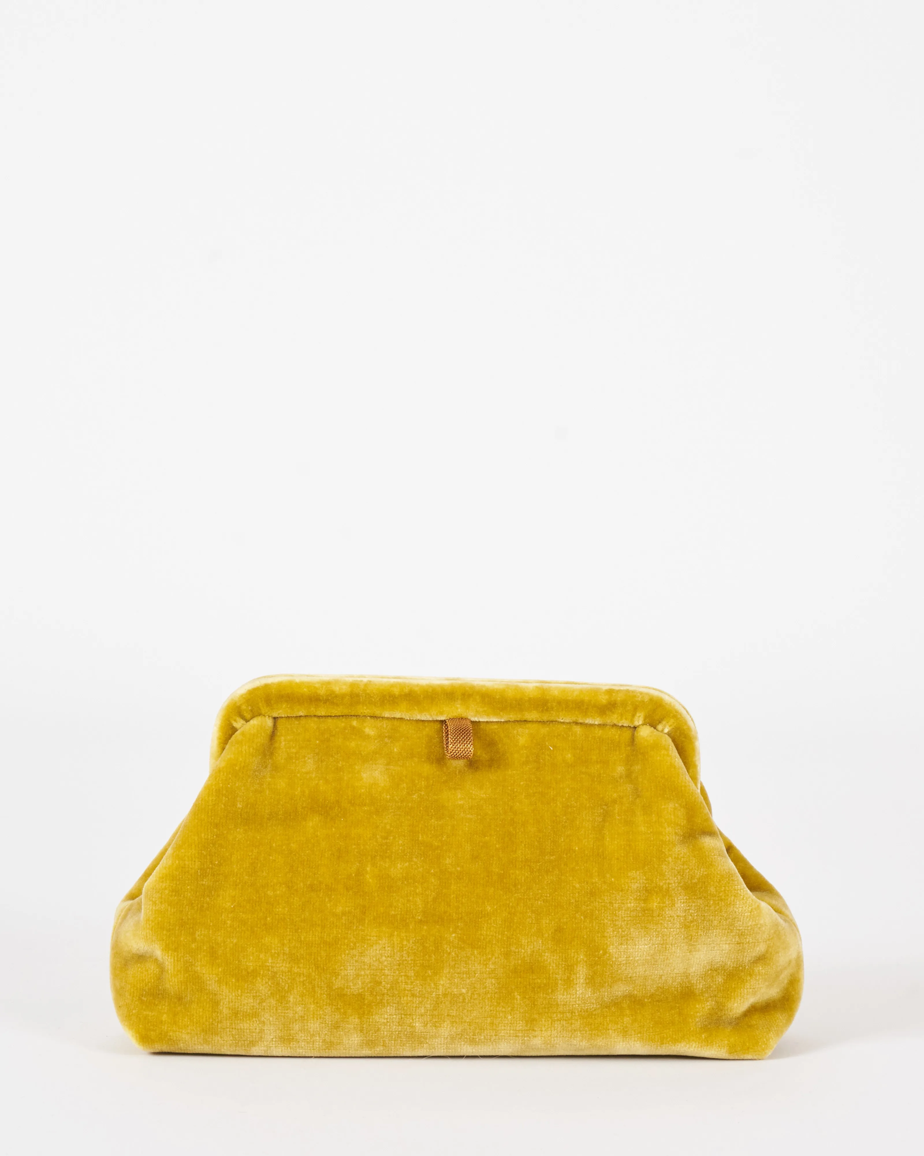 liette solid velvet clutch - mustard