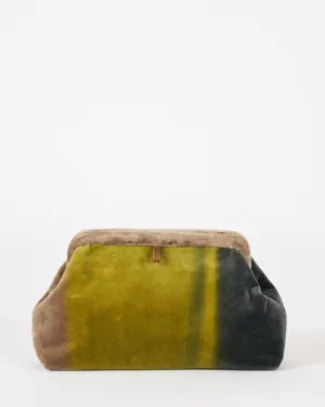 liette solid velvet clutch ombre - charcoal/green