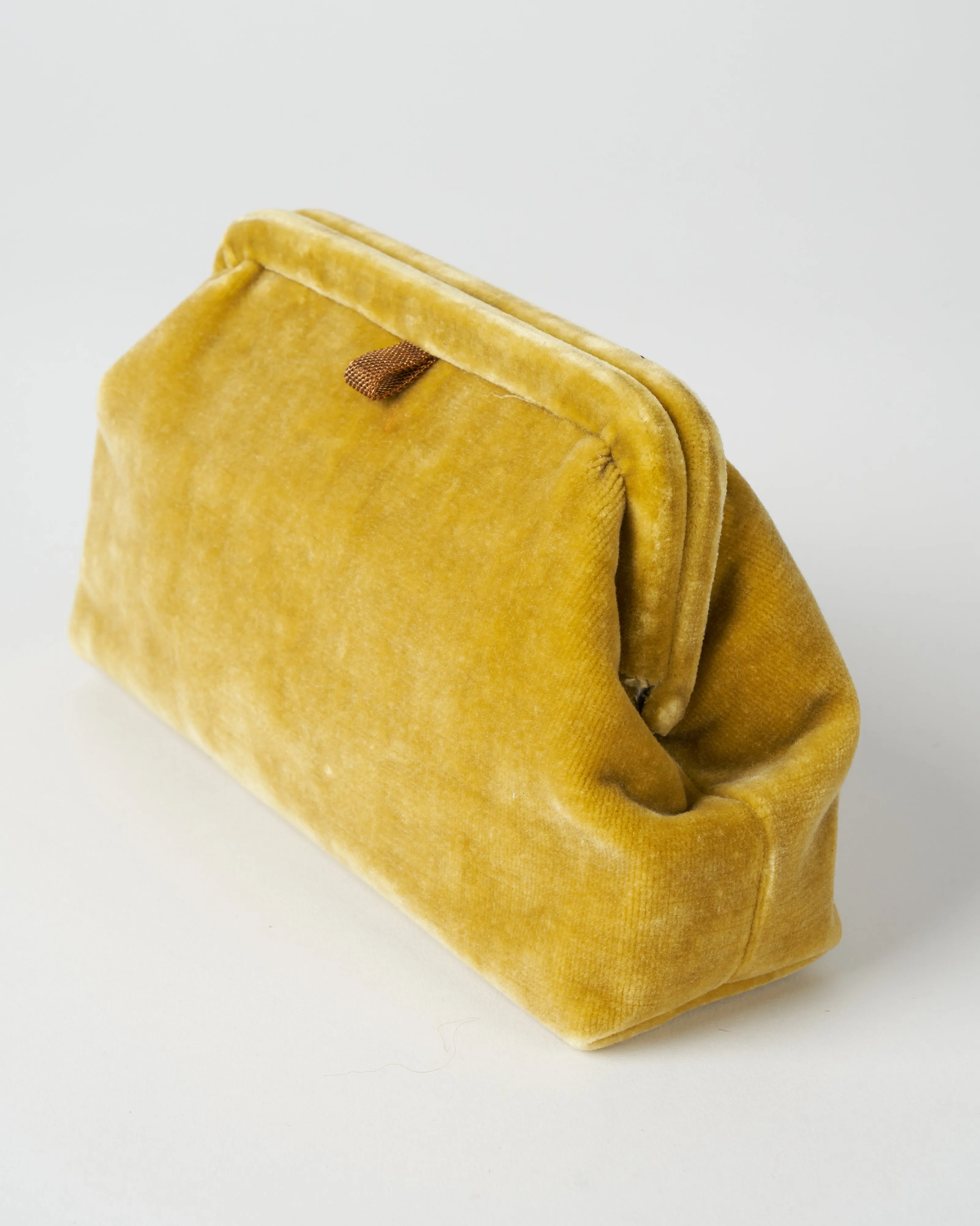 liette velvet clutch - mustard