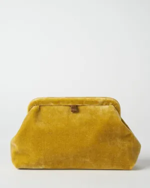 liette velvet clutch - mustard