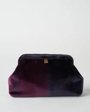 liette velvet ombre clutch - navy/blue/eggplant