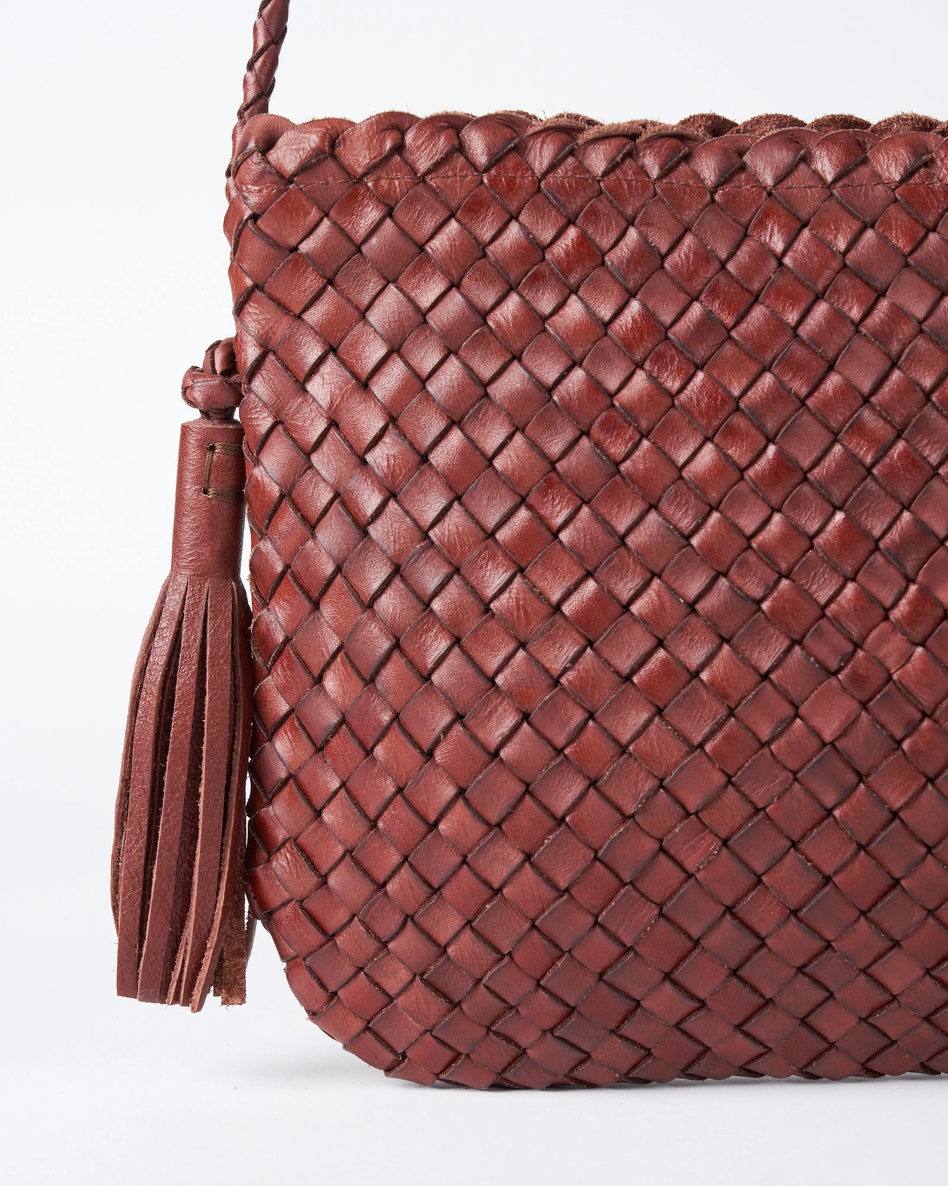 lily wood crossbody - chestnut leather