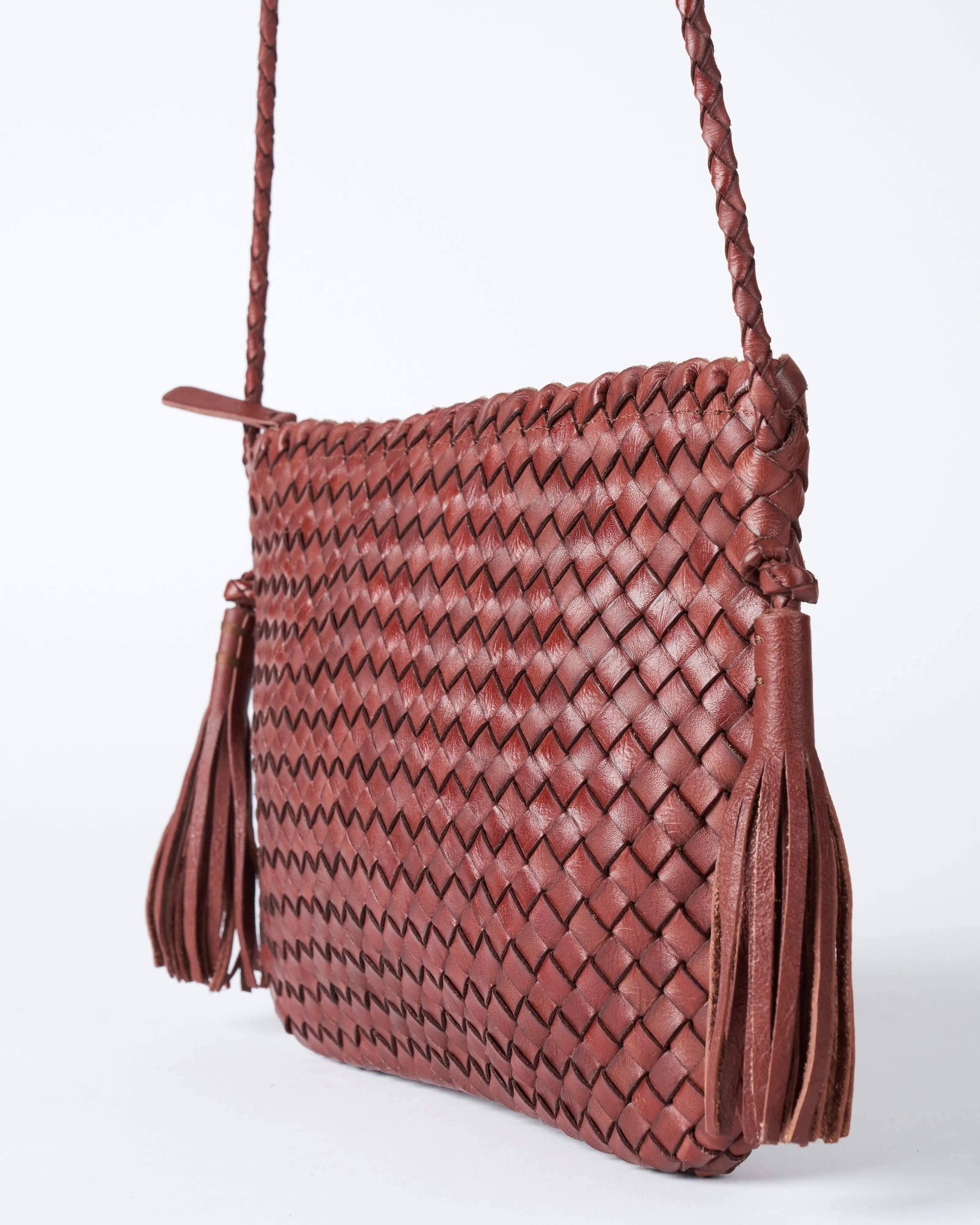 lily wood crossbody - chestnut leather