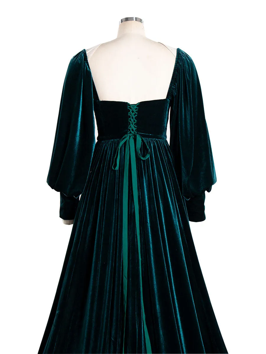 Long Sleeves Velvet Dress for Photo Shoot Outfit Gown YW240088