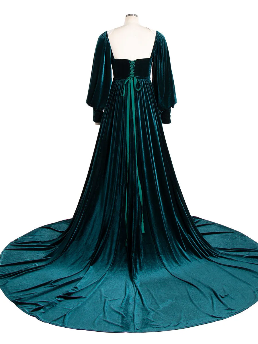 Long Sleeves Velvet Dress for Photo Shoot Outfit Gown YW240088