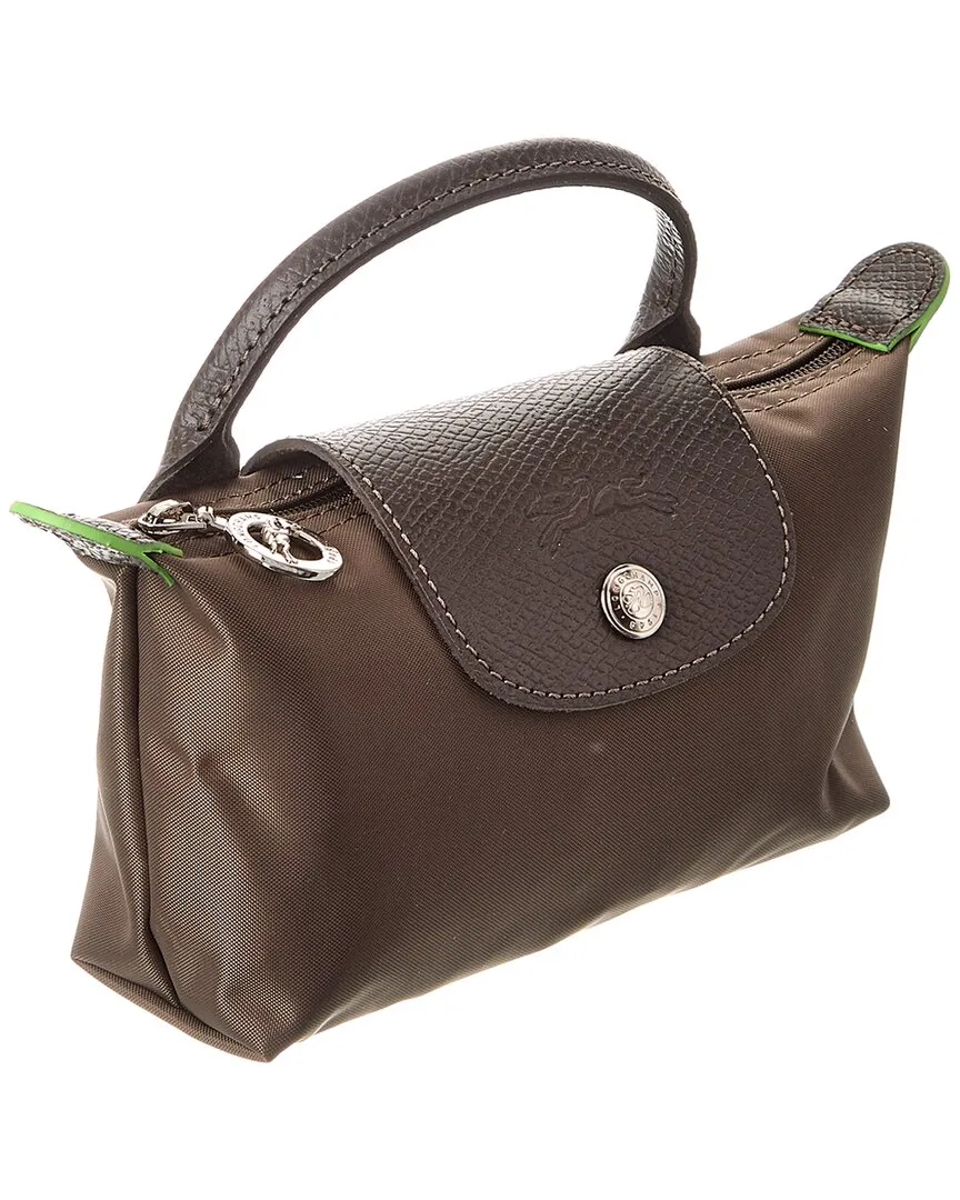 Longchamp Le Pliage Green Canvas Pouch with Handle