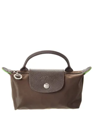 Longchamp Le Pliage Green Canvas Pouch with Handle