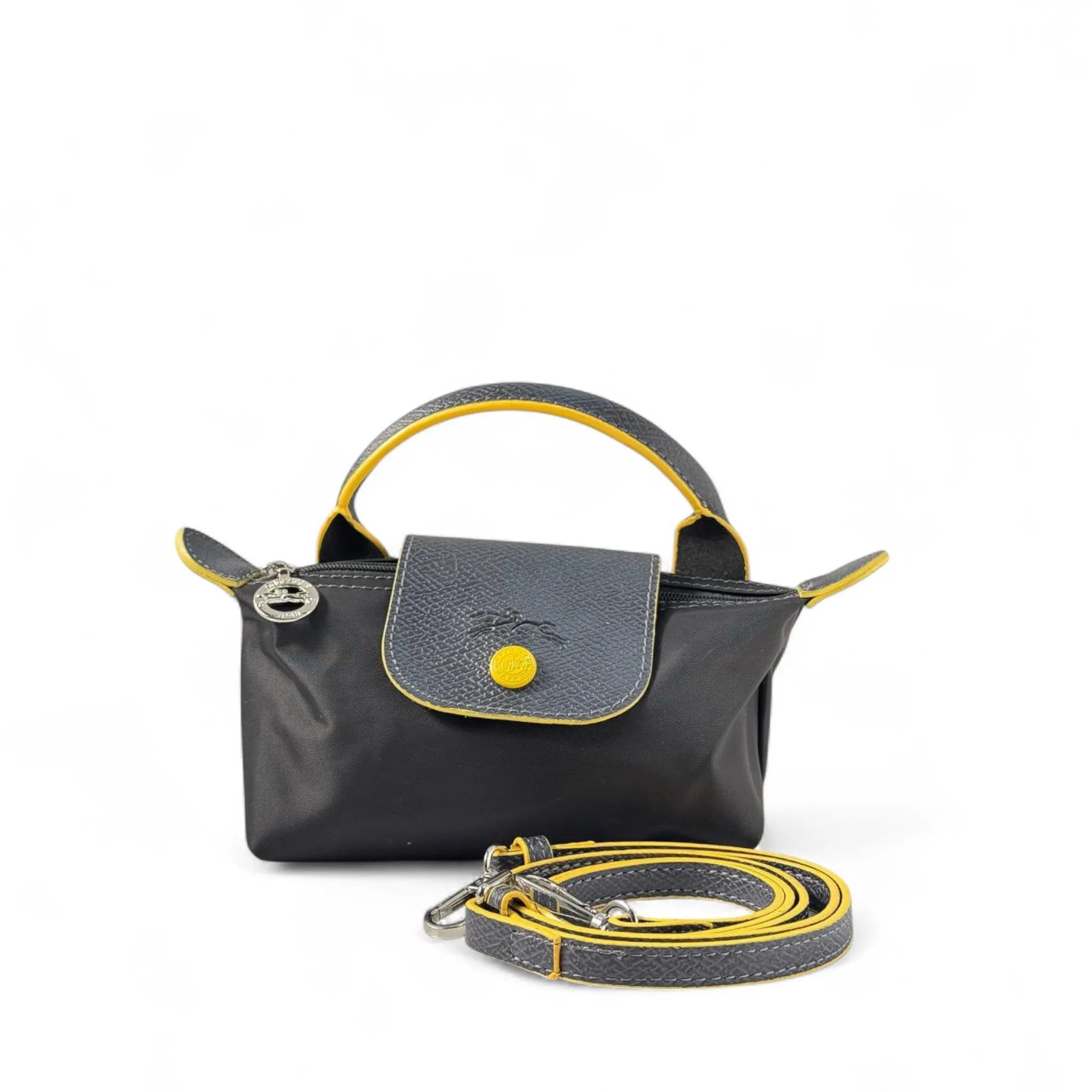 Longchamp Le Pliage Mini Crossbody – Black & Yellow Edition 🌟