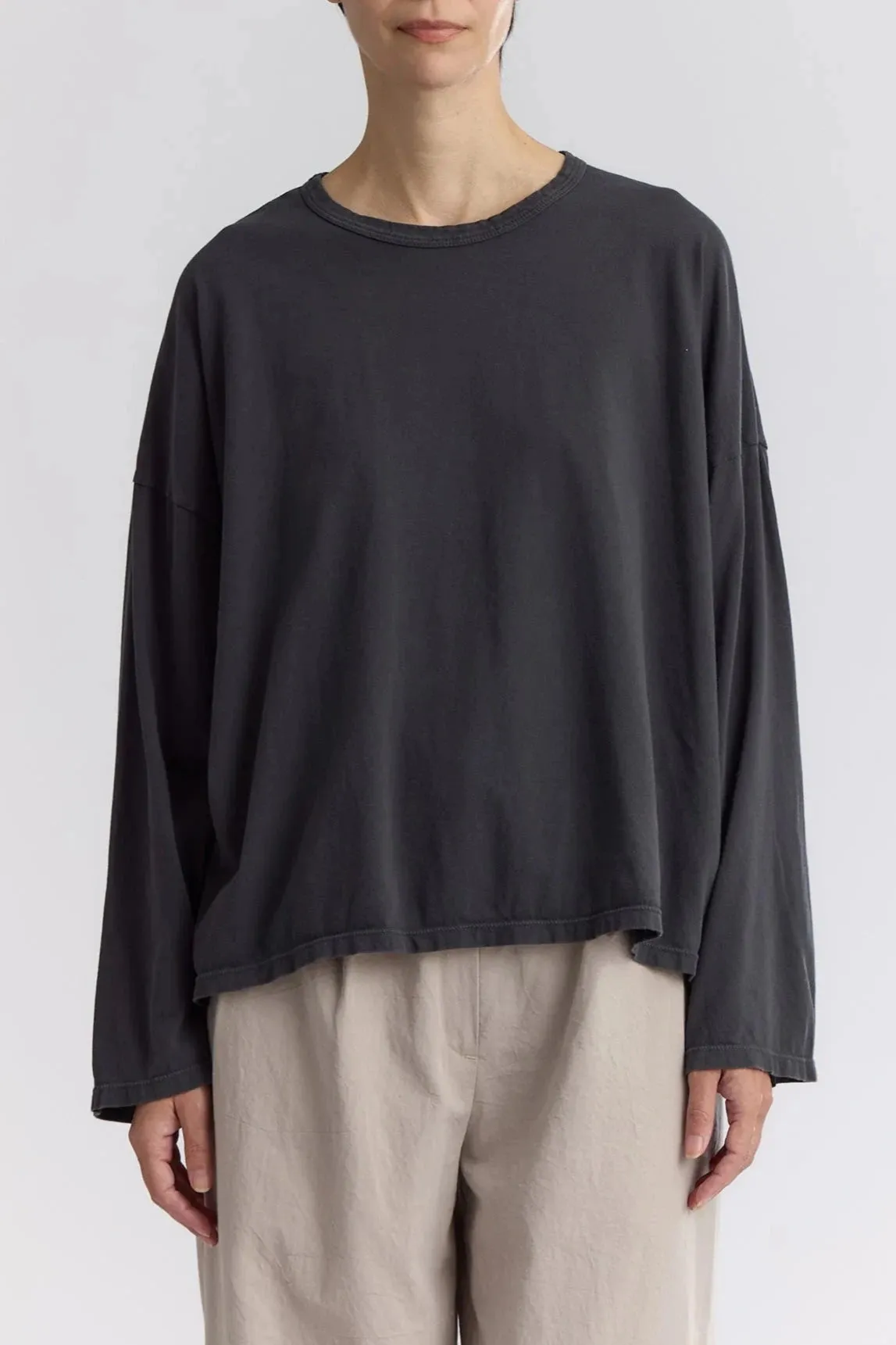 Loose Long Sleeve Tee, Dark Grey