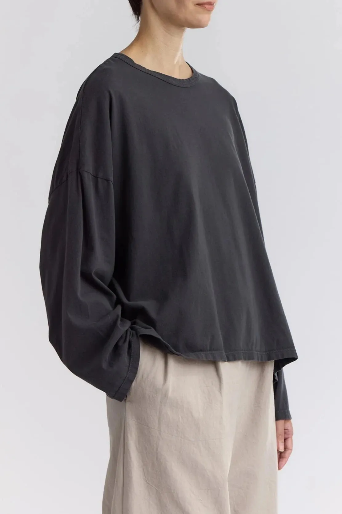 Loose Long Sleeve Tee, Dark Grey