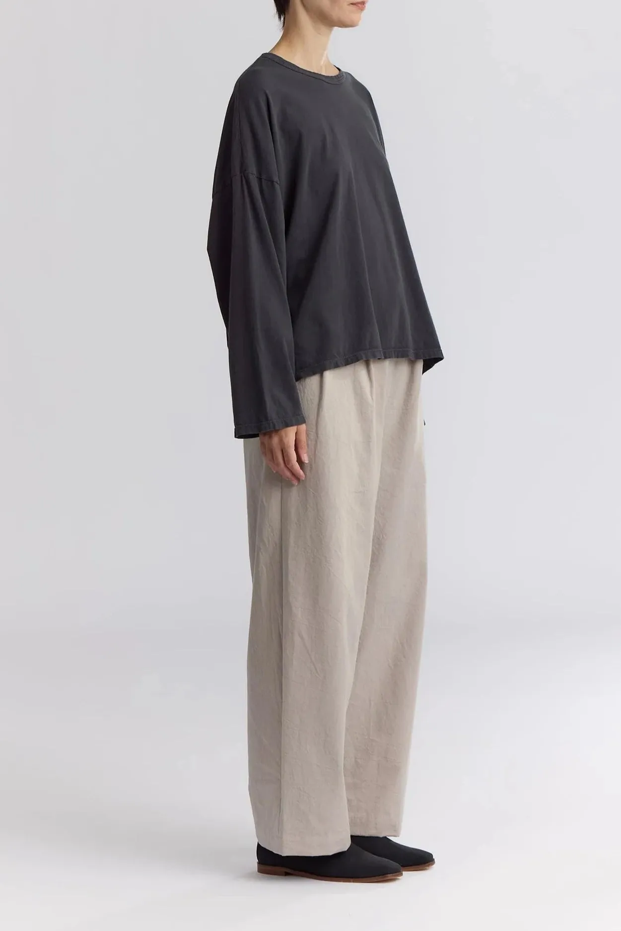 Loose Long Sleeve Tee, Dark Grey