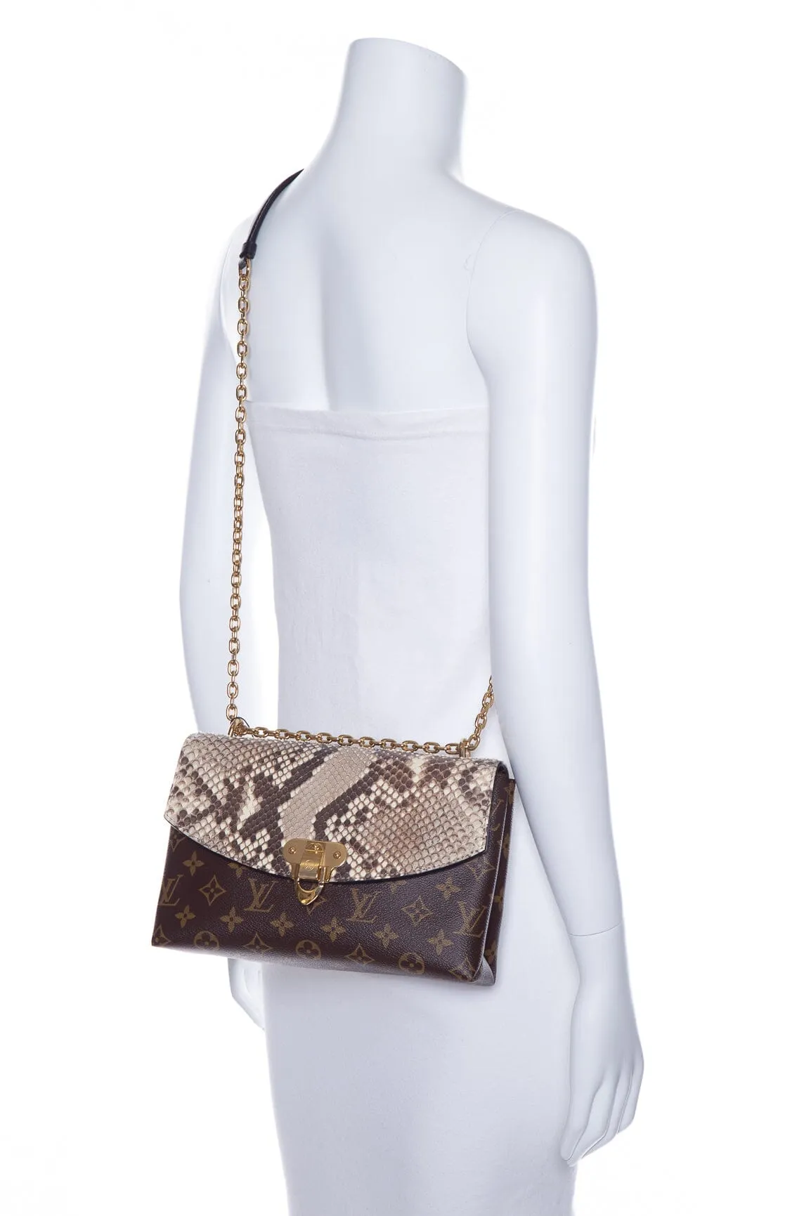 Louis Vuitton Brown Monogram Python-Trim Saint Placide Handbag