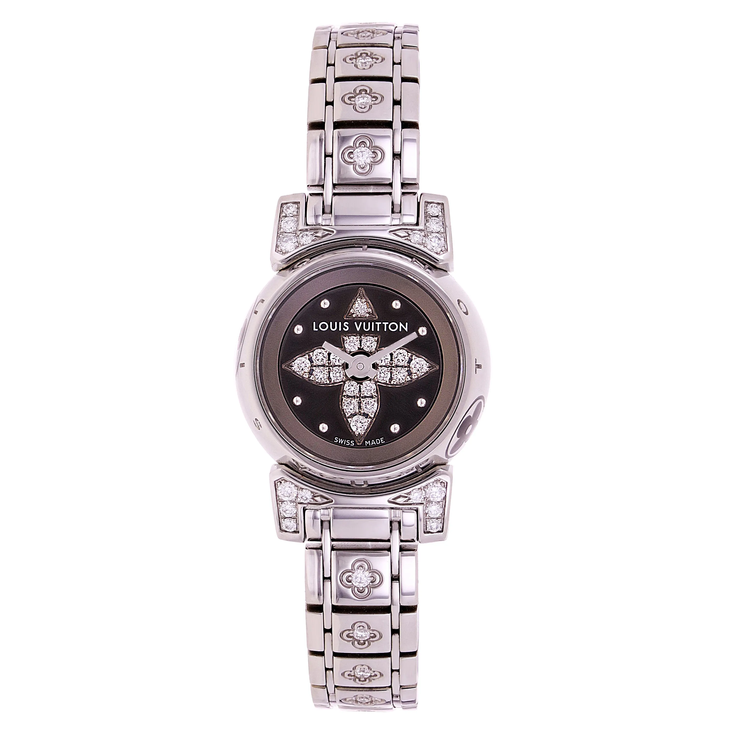 Louis Vuitton Ladies Tambour Bijou Stainless Steel and Factory Diamonds Quartz