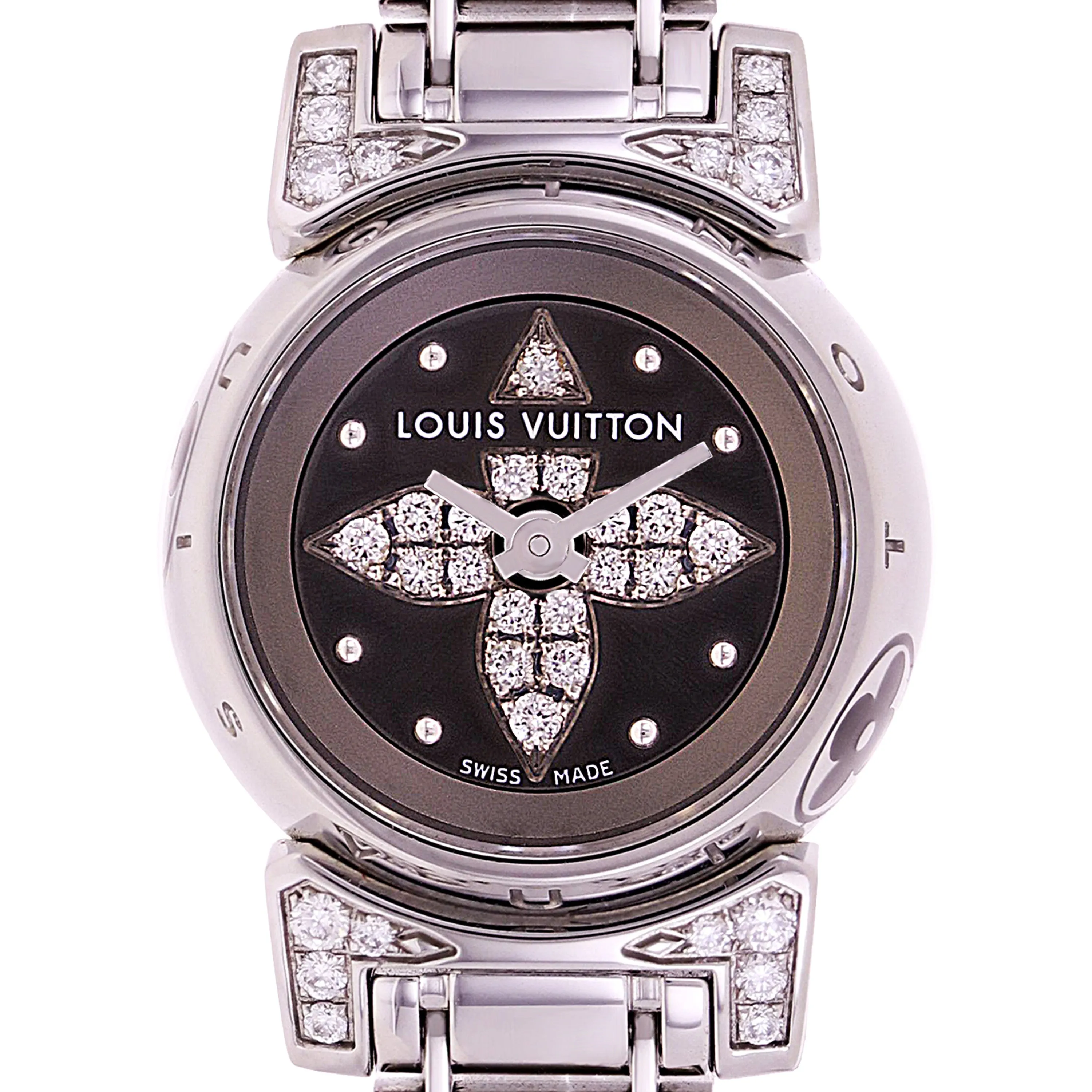 Louis Vuitton Ladies Tambour Bijou Stainless Steel and Factory Diamonds Quartz