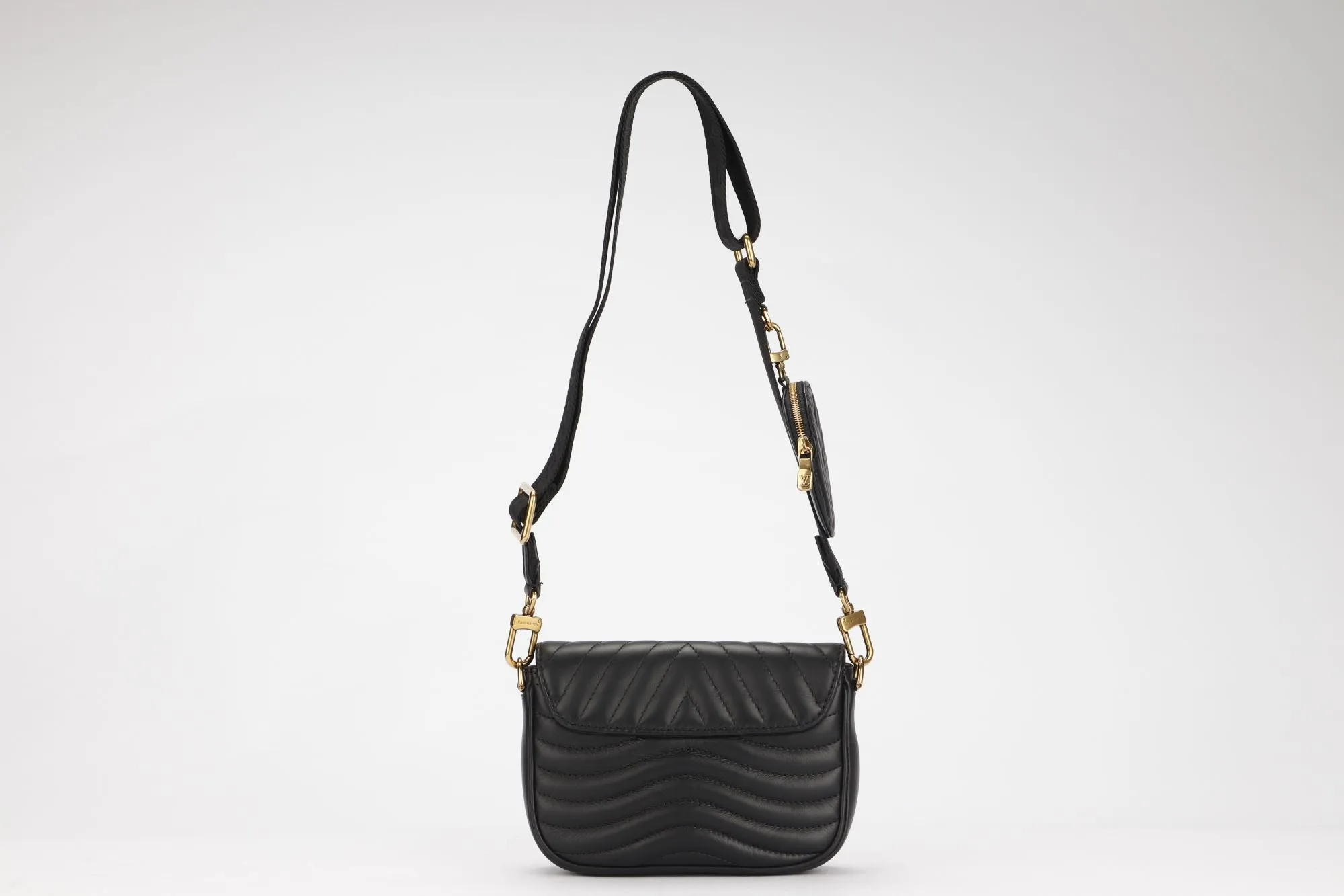 Louis Vuitton New Wave Multi Pochette (M56461) Noir Color, with Strap, Chain, Dust Cover & Box