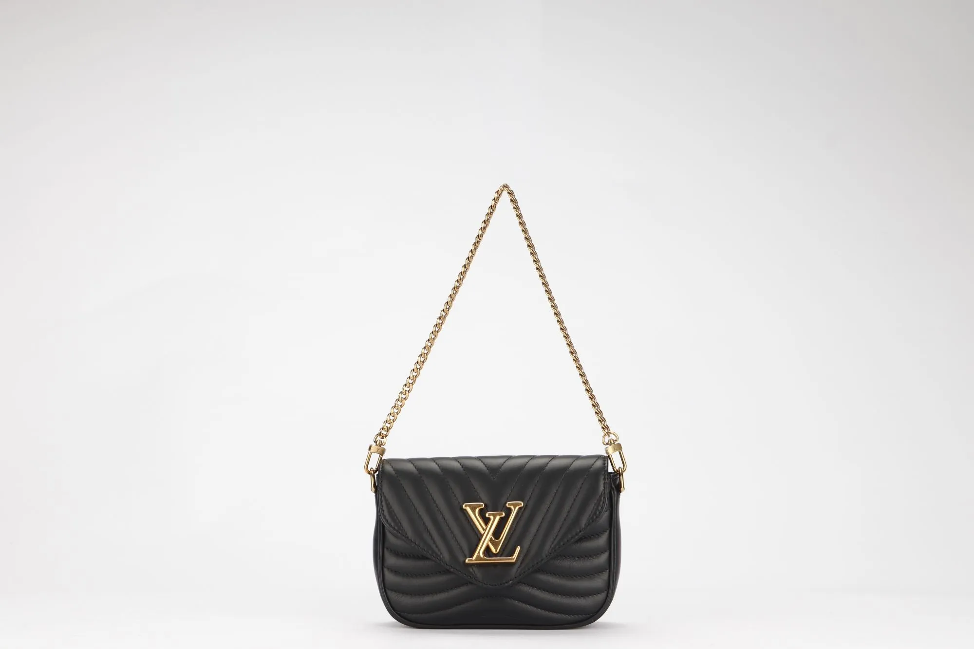 Louis Vuitton New Wave Multi Pochette (M56461) Noir Color, with Strap, Chain, Dust Cover & Box