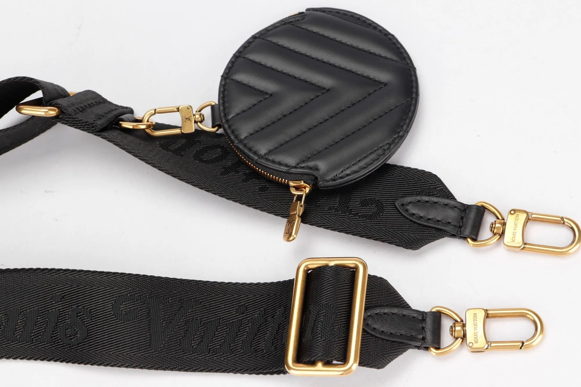 Louis Vuitton New Wave Multi Pochette (M56461) Noir Color, with Strap, Chain, Dust Cover & Box