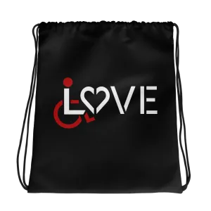 LOVE (for the Special Needs Community) Black Drawstring Bag