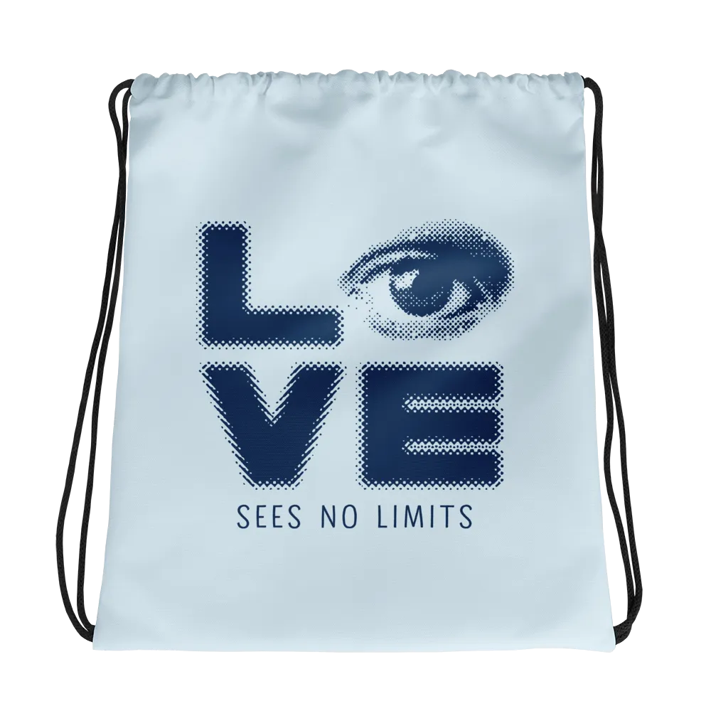 Love Sees No Limits (Halftone Stacked Design, Drawstring Bag)