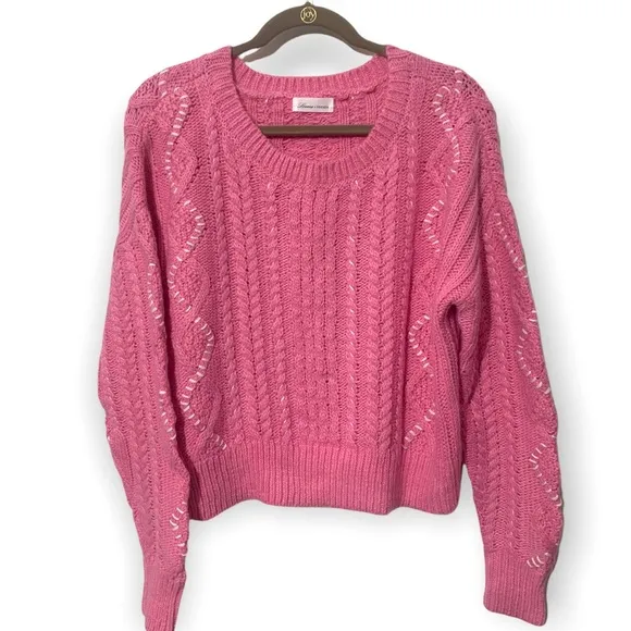 Lovers   Friends pink cropped cable knit sweater M/L