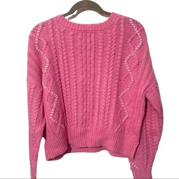 Lovers   Friends pink cropped cable knit sweater M/L
