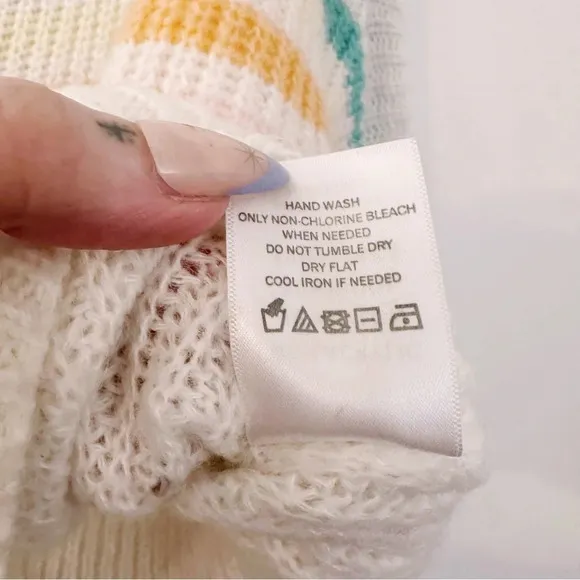 Lovers   Friends Rainbow Arc Sweater Off The Shoulder Slouchy Stripes Knit