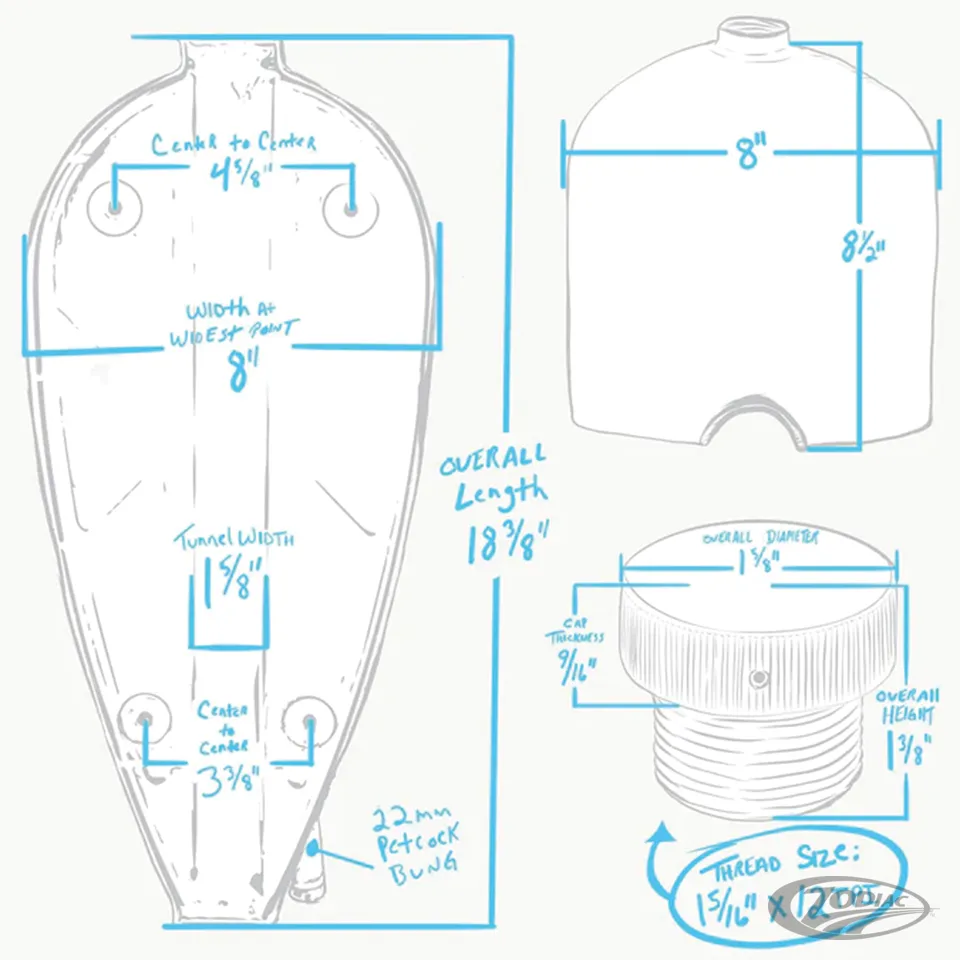 LOWBROW CUSTOMS NARROW SPORTY FRISCO GAS TANK