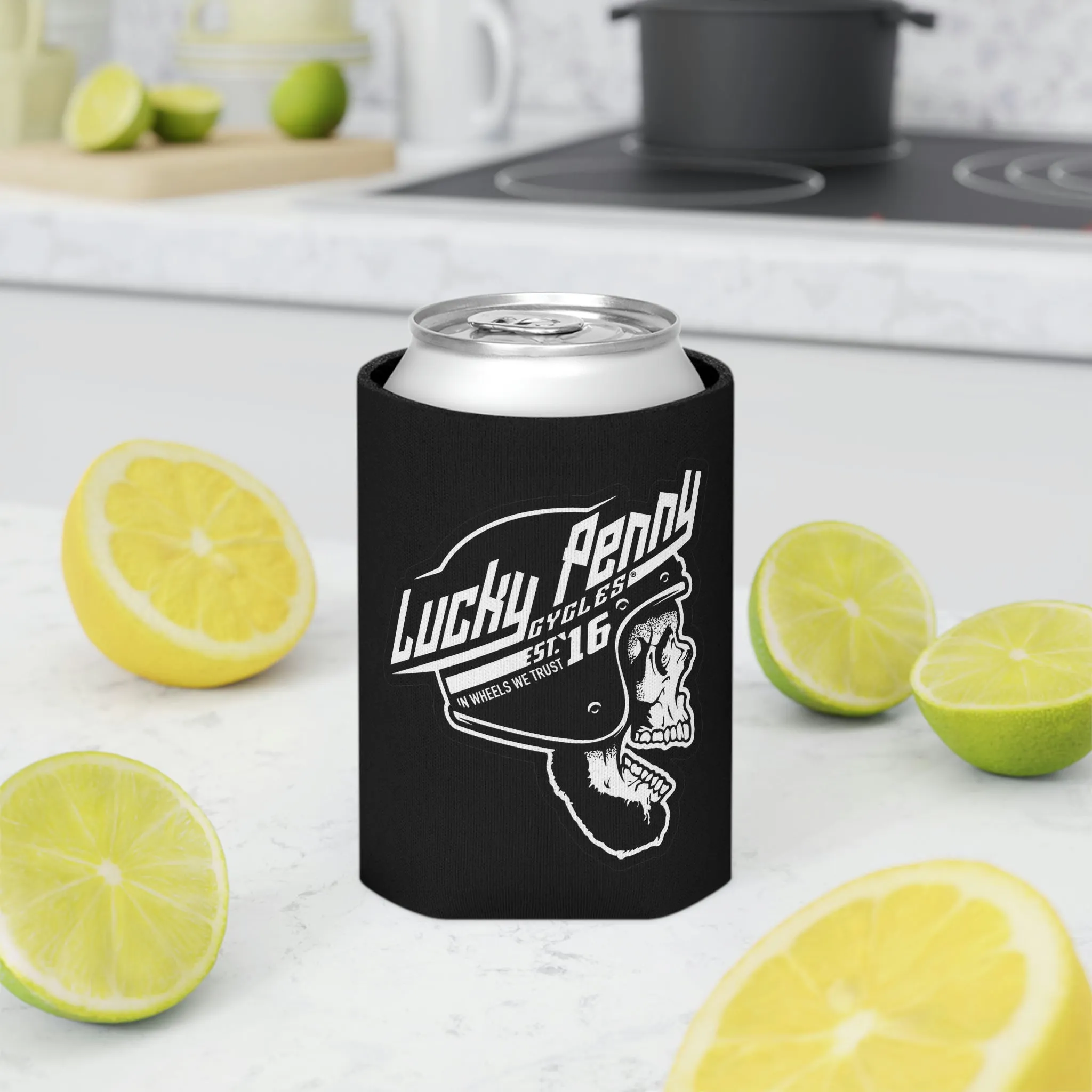 Lucky Penny Cycles Classic Skull Can Cooler
