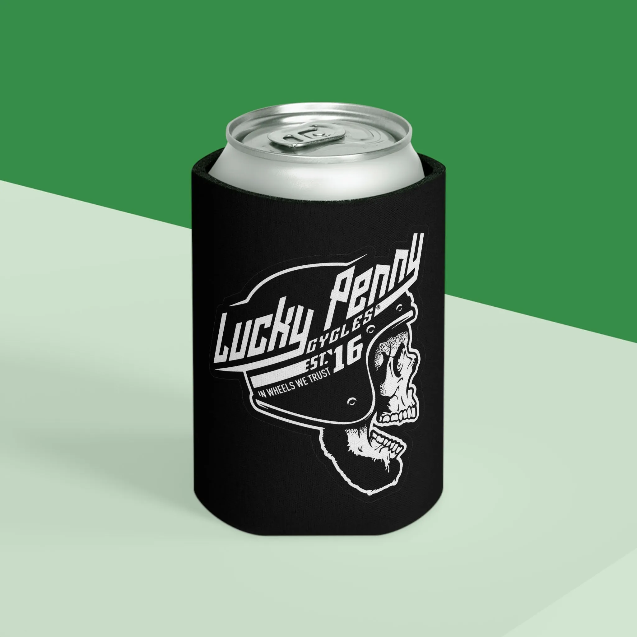 Lucky Penny Cycles Classic Skull Can Cooler