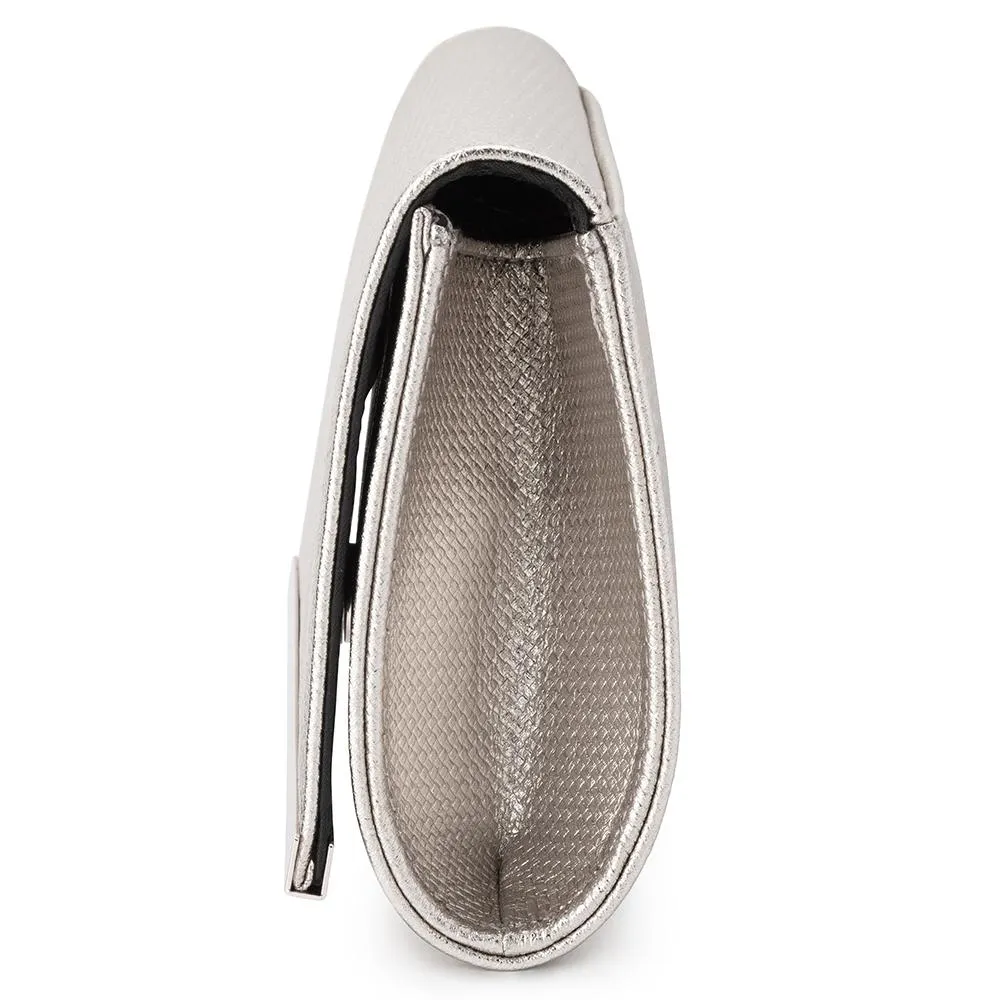MADDIE Metallic Embossed Foldover Clutch