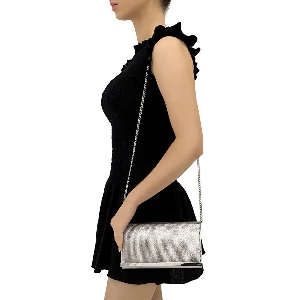 MADDIE Metallic Embossed Foldover Clutch