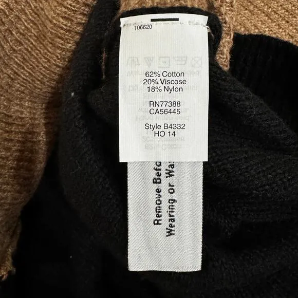 MADEWELL Back Zip Sweater SZ L NEW Brown Black Color Block Crewneck