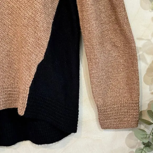 MADEWELL Back Zip Sweater SZ L NEW Brown Black Color Block Crewneck