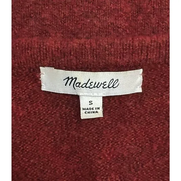 MADEWELL Kent Cardigan Merino Wool Alpaca Sweater Duster Cozy Lagenlook Red