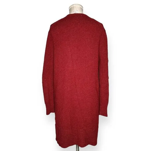 MADEWELL Kent Cardigan Merino Wool Alpaca Sweater Duster Cozy Lagenlook Red