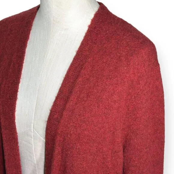 MADEWELL Kent Cardigan Merino Wool Alpaca Sweater Duster Cozy Lagenlook Red